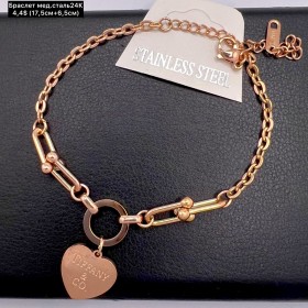 Браслет мед.сталь24К 10355 (17,5см+6,5см)